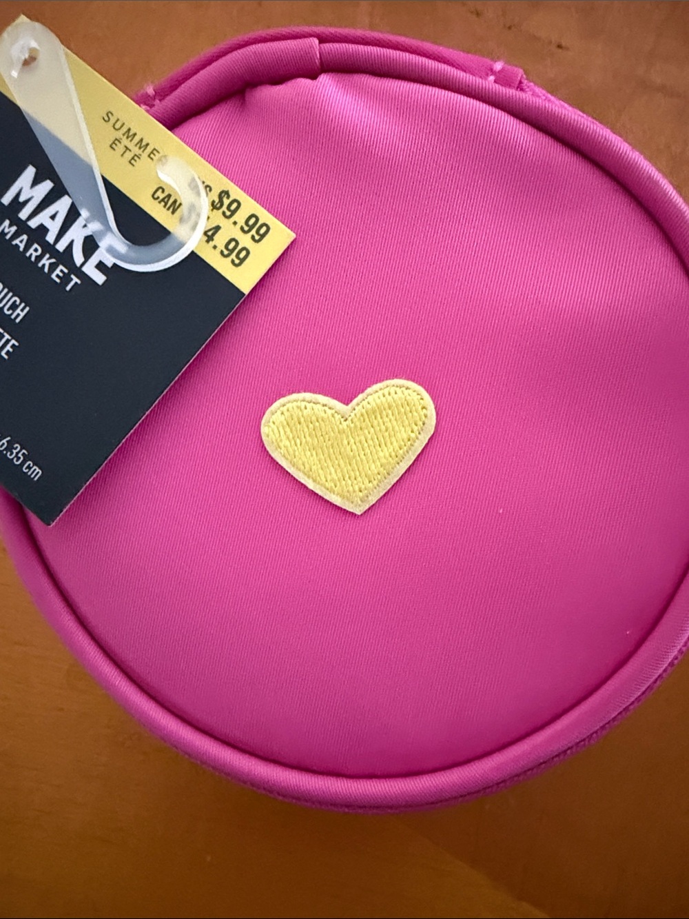 Makers Market Pink Jewelry Pouch with Yellow Heart